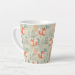 Cute Doodle Fox Forest Woodland Pattern Latte Mug
