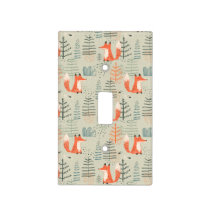 Cute Doodle Fox Forest Woodland Pattern Light Switch Cover