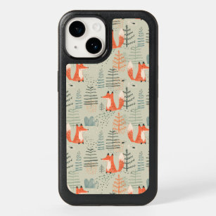 Cute Doodle Fox Forest Woodland Pattern OtterBox iPhone 14 Case