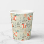 Cute Doodle Fox Forest Woodland Pattern Paper Cups