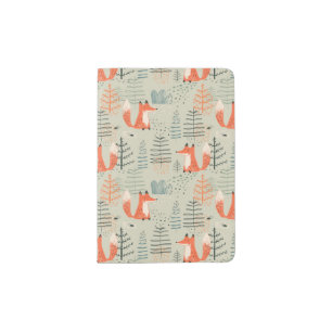 Cute Doodle Fox Forest Woodland Pattern Passport Holder