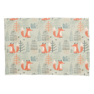 Cute Doodle Fox Forest Woodland Pattern Pillow Case