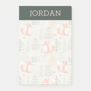 Cute Doodle Fox Forest Woodland Pattern Post-it Notes