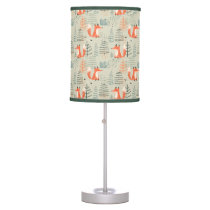 Cute Doodle Fox Forest Woodland Pattern Table Lamp