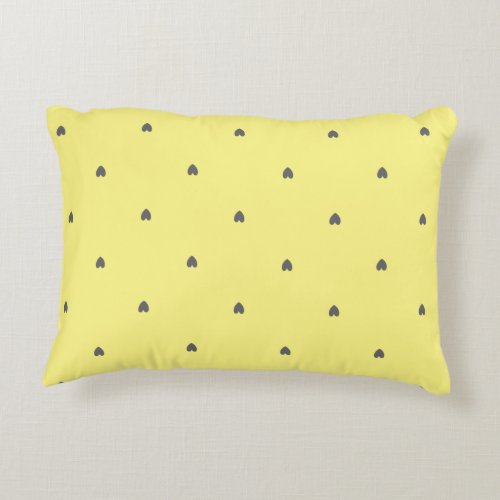 Cute Doodle Grey Heart Pattern Yellow Custom Color Accent Pillow