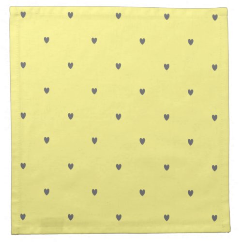 Cute Doodle Grey Heart Pattern Yellow Custom Color Cloth Napkin