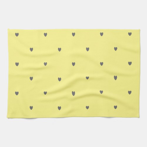 Cute Doodle Grey Heart Pattern Yellow Custom Color Kitchen Towel