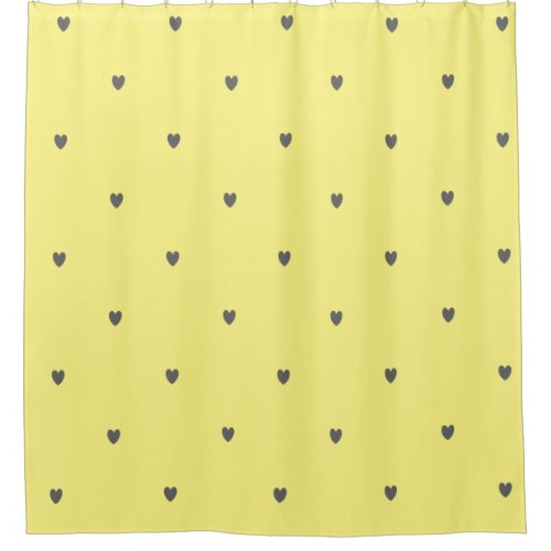 Cute Doodle Grey Heart Pattern Yellow Custom Color Shower Curtain