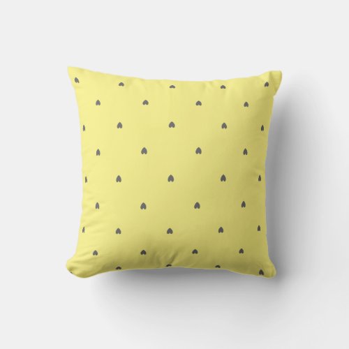 Cute Doodle Grey Heart Pattern Yellow Custom Color Throw Pillow