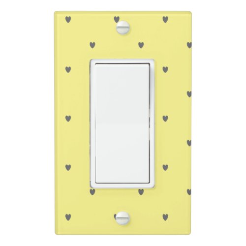 Cute Doodle Grey Heart Pattern Yellow Custom Cool Light Switch Cover