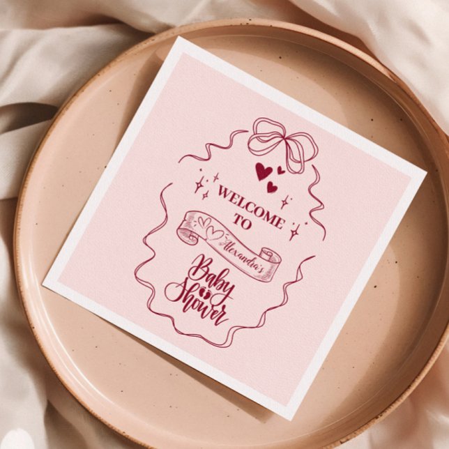 Cute Doodle Hand Drawn Bow Baby Shower Napkins (Creator Uploaded)