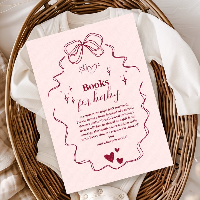 Cute Doodle Hand Drawn Bow Books for Baby Enclosure Card (Creator Uploaded)