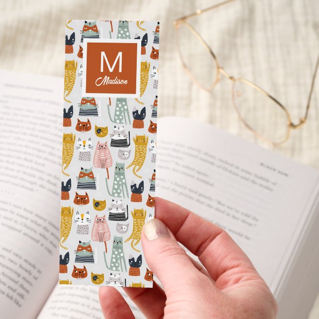 Cute Doodle Hand Drawn Cat Pattern Bookmarks (Hand)