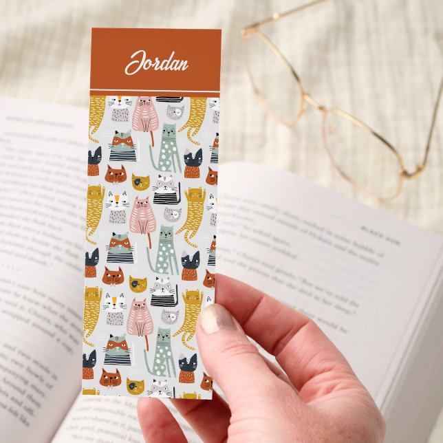 Cute Doodle Hand Drawn Cat Pattern Bookmarks (Hand)