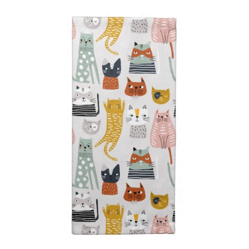 Cute Doodle Hand Drawn Cat Pattern Cloth Napkin