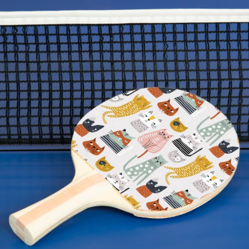 Cute Doodle Hand Drawn Cat Pattern Ping Pong Paddle