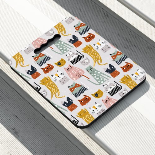 Cute Doodle Hand Drawn Cat Pattern Seat Cushion