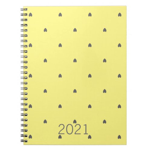 Cute Doodle Heart Pattern Grey Yellow Custom 2021 Notebook