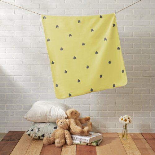 Cute Doodle Heart Pattern Grey Yellow Custom Color Baby Blanket