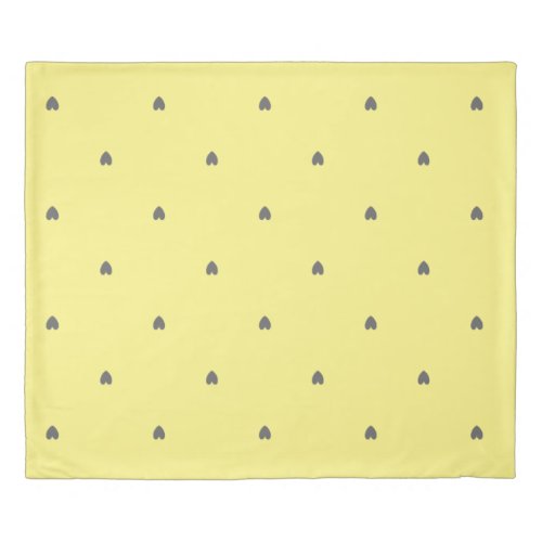 Cute Doodle Heart Pattern Grey Yellow Custom Color Duvet Cover