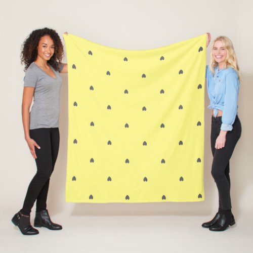 Cute Doodle Heart Pattern Grey Yellow Custom Color Fleece Blanket