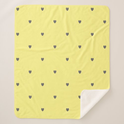 Cute Doodle Heart Pattern Grey Yellow Custom Color Sherpa Blanket