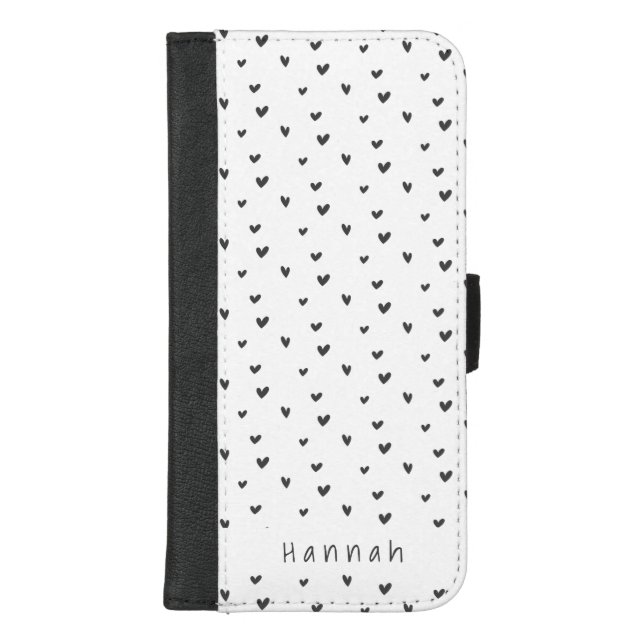 Cute Doodle Heart Pattern iPhone Wallet Case (Front)