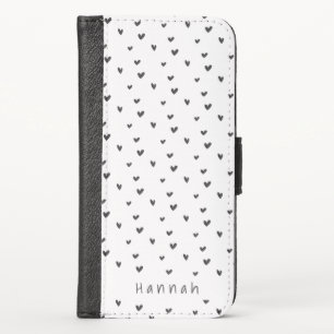 Cute Doodle Heart Pattern iPhone X Wallet Case