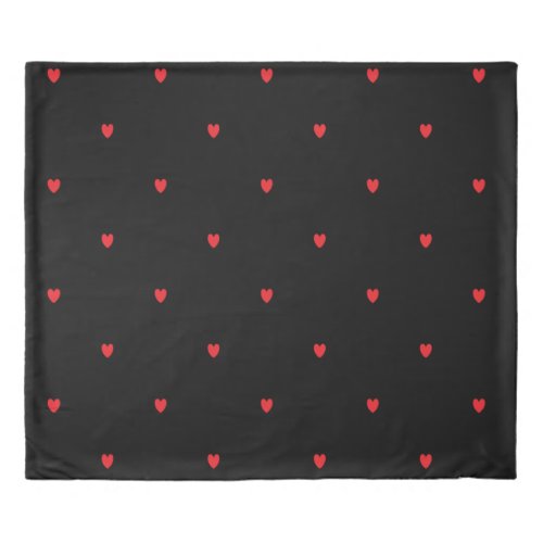 Cute Doodle Heart Pattern Red Black Custom Color Duvet Cover