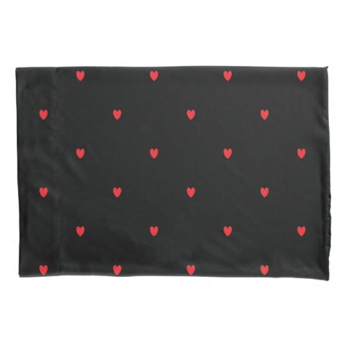 Cute Doodle Heart Pattern Red Black Custom Color Pillow Case