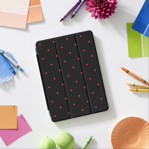 Cute Doodle Heart Pattern Red Black Stylish Pretty iPad Pro Cover