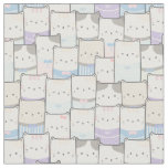 Cute Doodle Kitten Faces Pattern Fabric