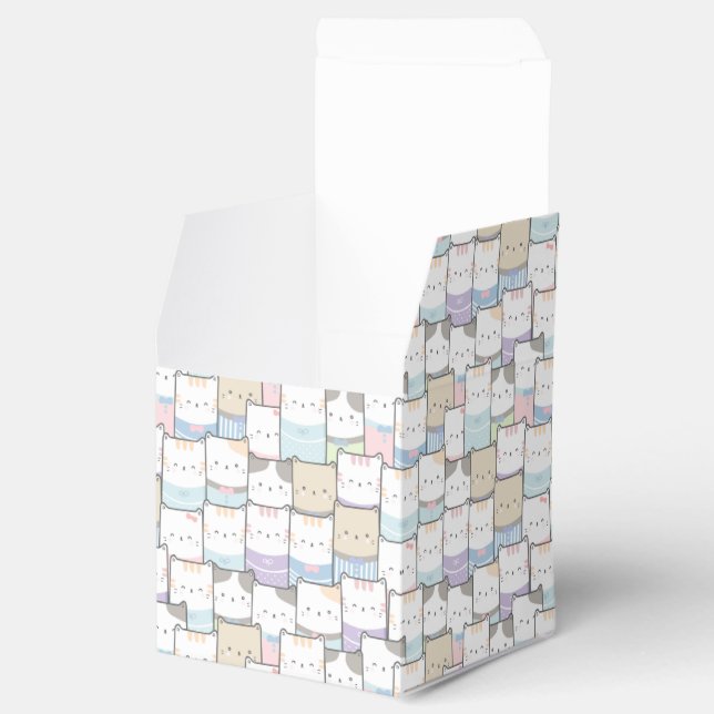 Cute Doodle Kitten Faces Pattern Favor Boxes (Opened)