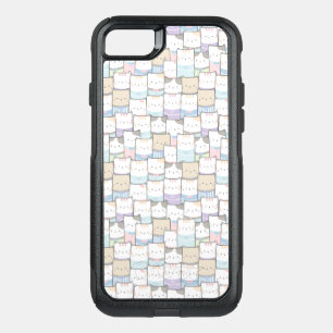 Cute Doodle Kitten Faces Pattern OtterBox Commuter iPhone SE/8/7 Case