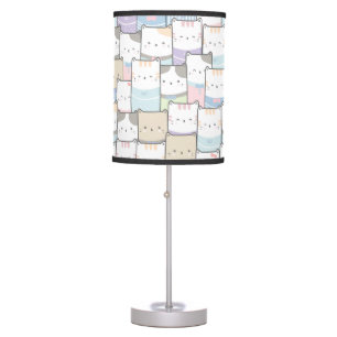 Cute Doodle Kitten Faces Pattern Table Lamp