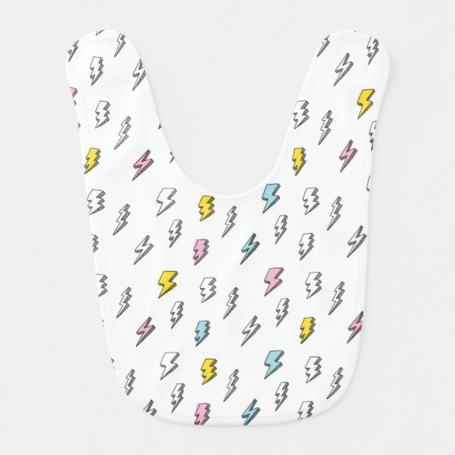 Cute Doodle Lightning Bolt Pattern Baby Bib (Front)
