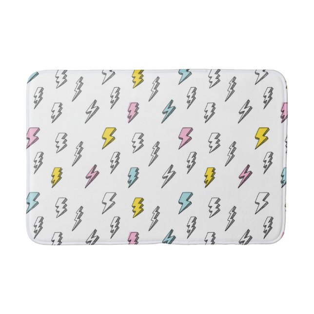 Cute Doodle Lightning Bolt Pattern Bath Mat (Front)