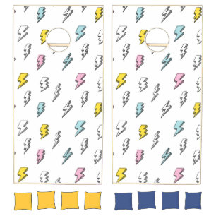 Cute Doodle Lightning Bolt Pattern Cornhole Set