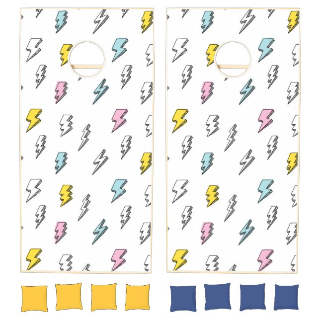 Cute Doodle Lightning Bolt Pattern Cornhole Set (Set)