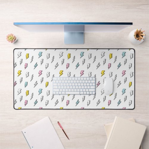 Cute Doodle Lightning Bolt Pattern Desk Mat