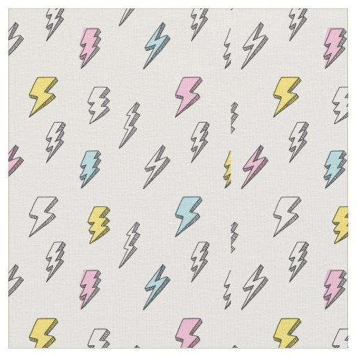 Cute Doodle Lightning Bolt Pattern Fabric