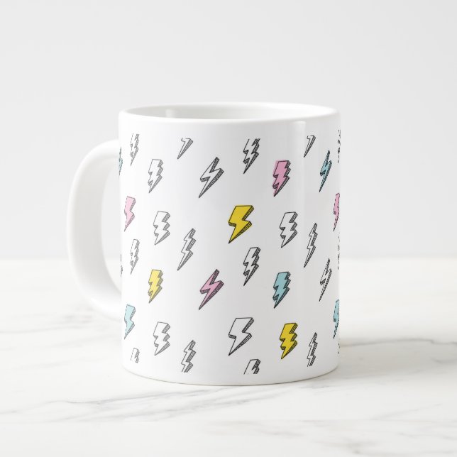 Cute Doodle Lightning Bolt Pattern Giant Coffee Mug (Front Left)