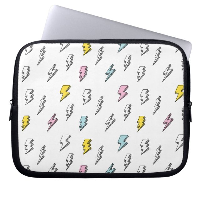 Cute Doodle Lightning Bolt Pattern Laptop Sleeve (Front)