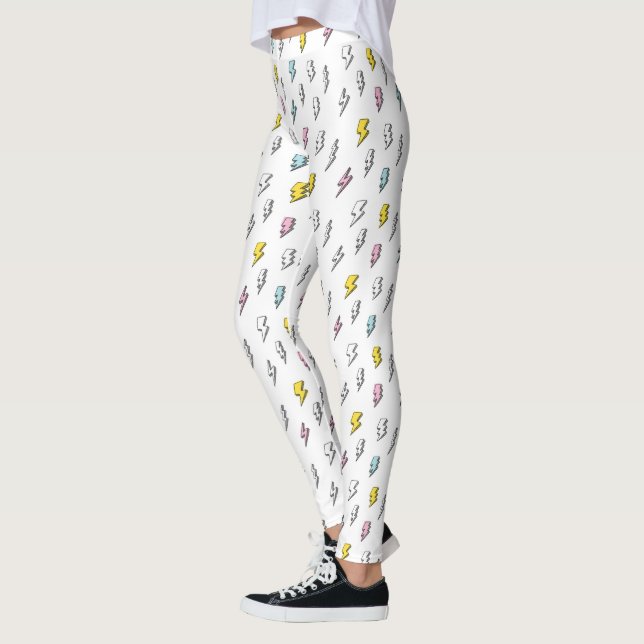 Cute Doodle Lightning Bolt Pattern Leggings (Left)
