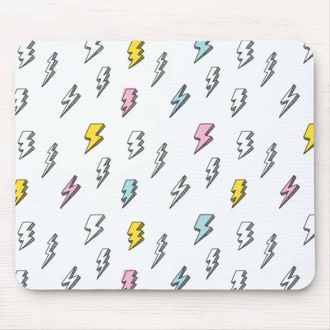 Cute Doodle Lightning Bolt Pattern Mouse Pad (Front)