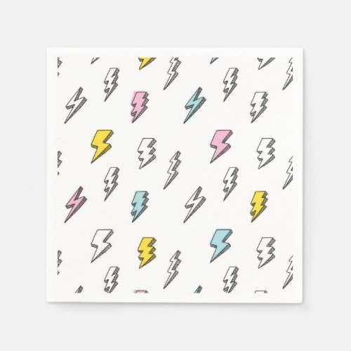 Cute Doodle Lightning Bolt Pattern Napkins