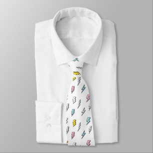 Cute Doodle Lightning Bolt Pattern Neck Tie