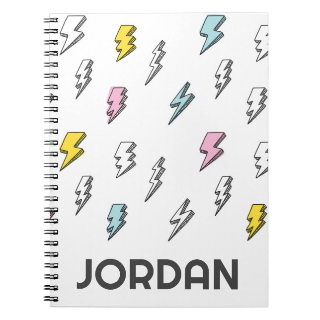 Cute Doodle Lightning Bolt Pattern Notebook (Front)