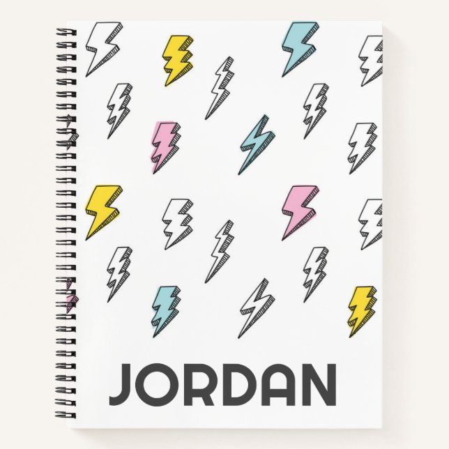 Cute Doodle Lightning Bolt Pattern Notebook (Front)
