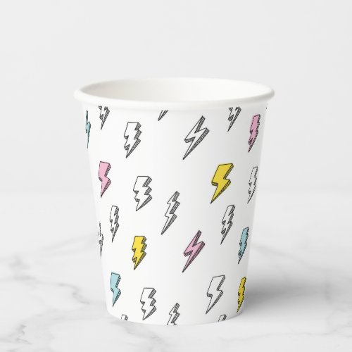Cute Doodle Lightning Bolt Pattern Paper Cups